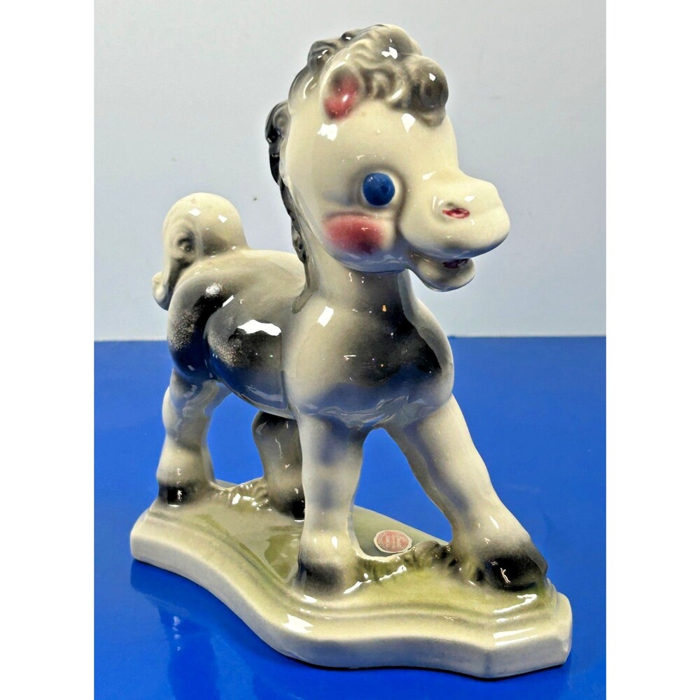 VTG Rempel Diamond Pottery Frisky Pony Figurine 1950s MCM Horse Nursery Decor